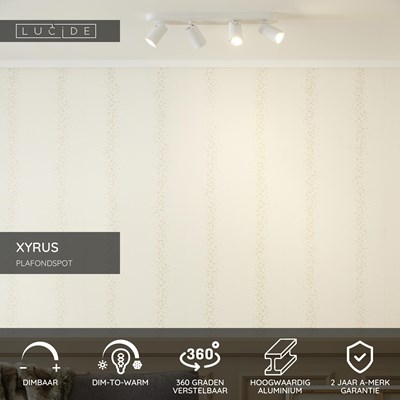 Lucide XYRUS - Plafondspot - LED Dim to warm - GU10 - 4x5W 2200K/3000K - Wit